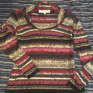 Trina Turk cow neck top long sleeved silk roll cowl neck pullover shirt Sz S EUC